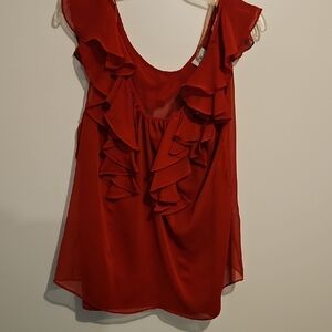 Worthington Vibrant Red Ruffle Blouse